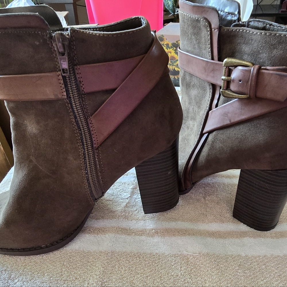 Just Fab Boots Greenish  Brown Ankle Booties